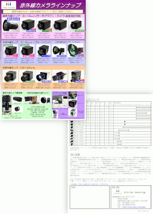 「赤外線カメララインナップ」ダウンロードへ